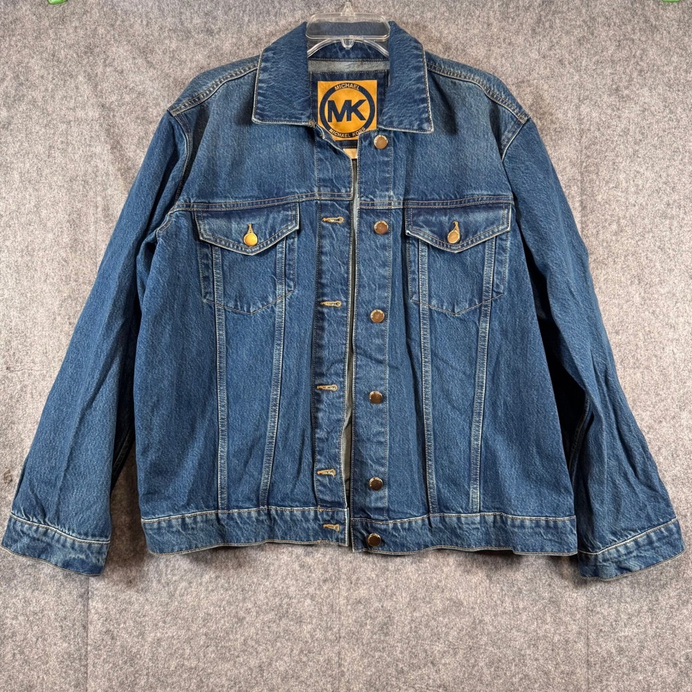 Michael Kors Denim Trucker Jean Jacket Womens XL Classic Western Sustainable